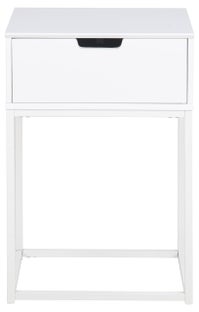 Szafka nocna drewniana biała stelaż metalowy szuflada 40x30 cm – obraz-1