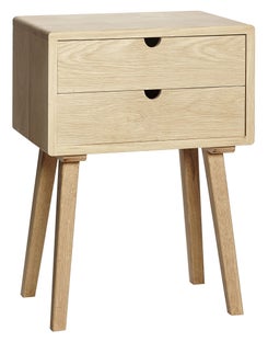 Szafka nocna drewniana 2 szuflady naturalna 50x35 cm – obraz-1