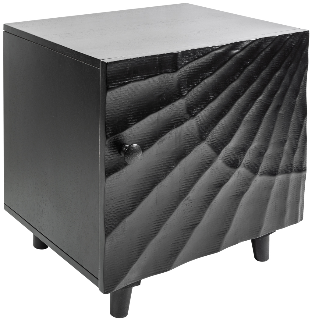 Stylowa czarna szafka nocna drewniana Invicta Interior do sypialni – grafika-1.