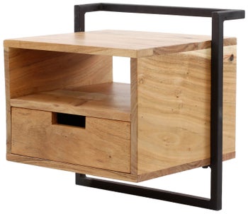 Szafka nocna wisząca Air Solid 44x45 cm akacja - stelaż czarny – grafika-1.