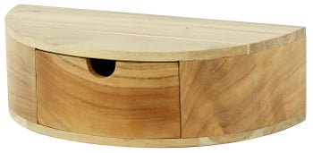 Szafka nocna wisząca półokrągła z szufladą drewno akacjowe naturalne 41x20 cm – grafika-1.