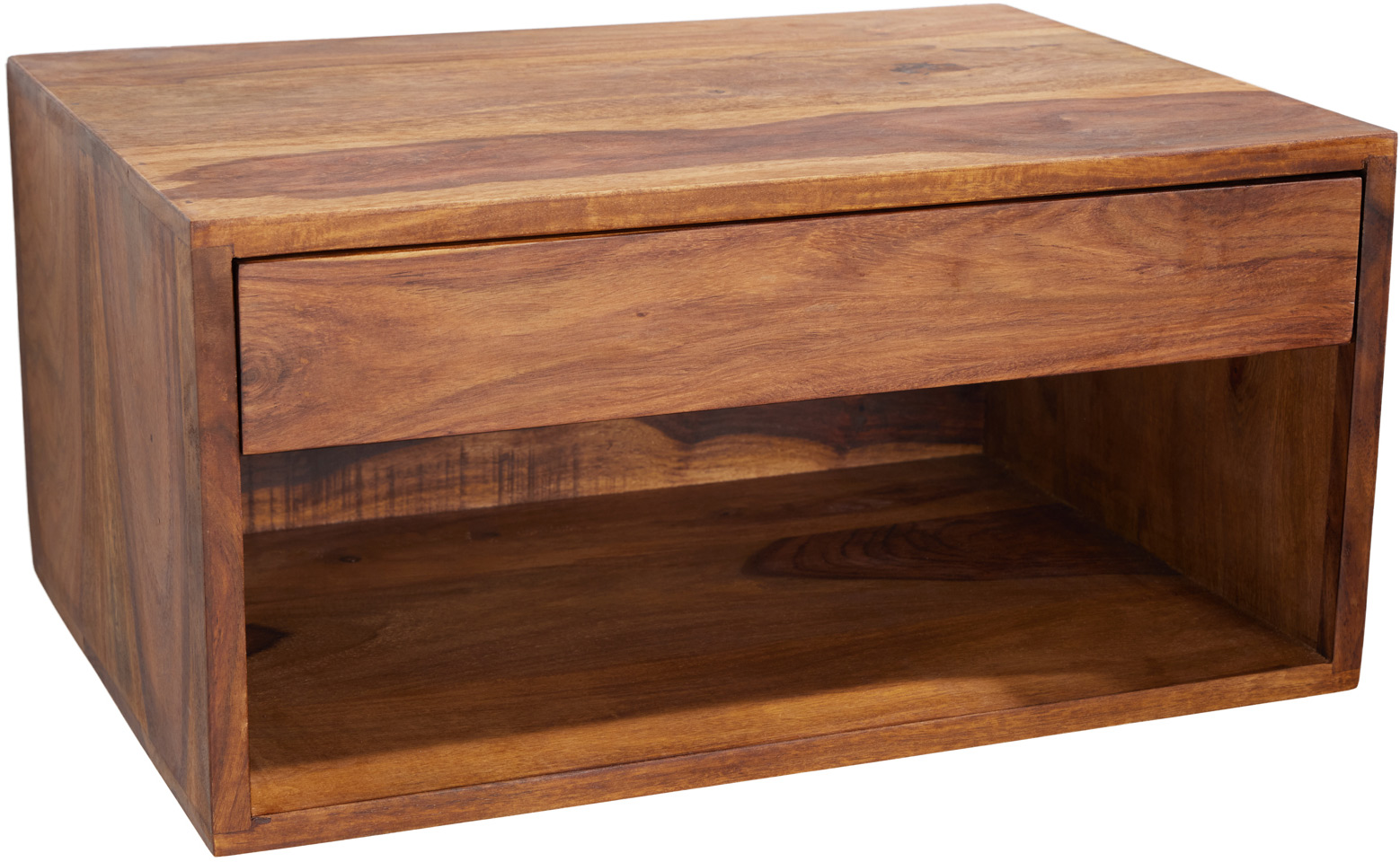 Szafka nocna wisząca z jedną szufladą i półką drewno sheesham 35x50 cm – grafika-1.