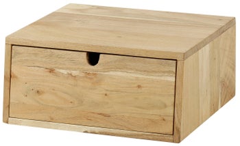 Szafka nocna wisząca z szufladą drewno akacjowe 40x35 cm – obraz-1