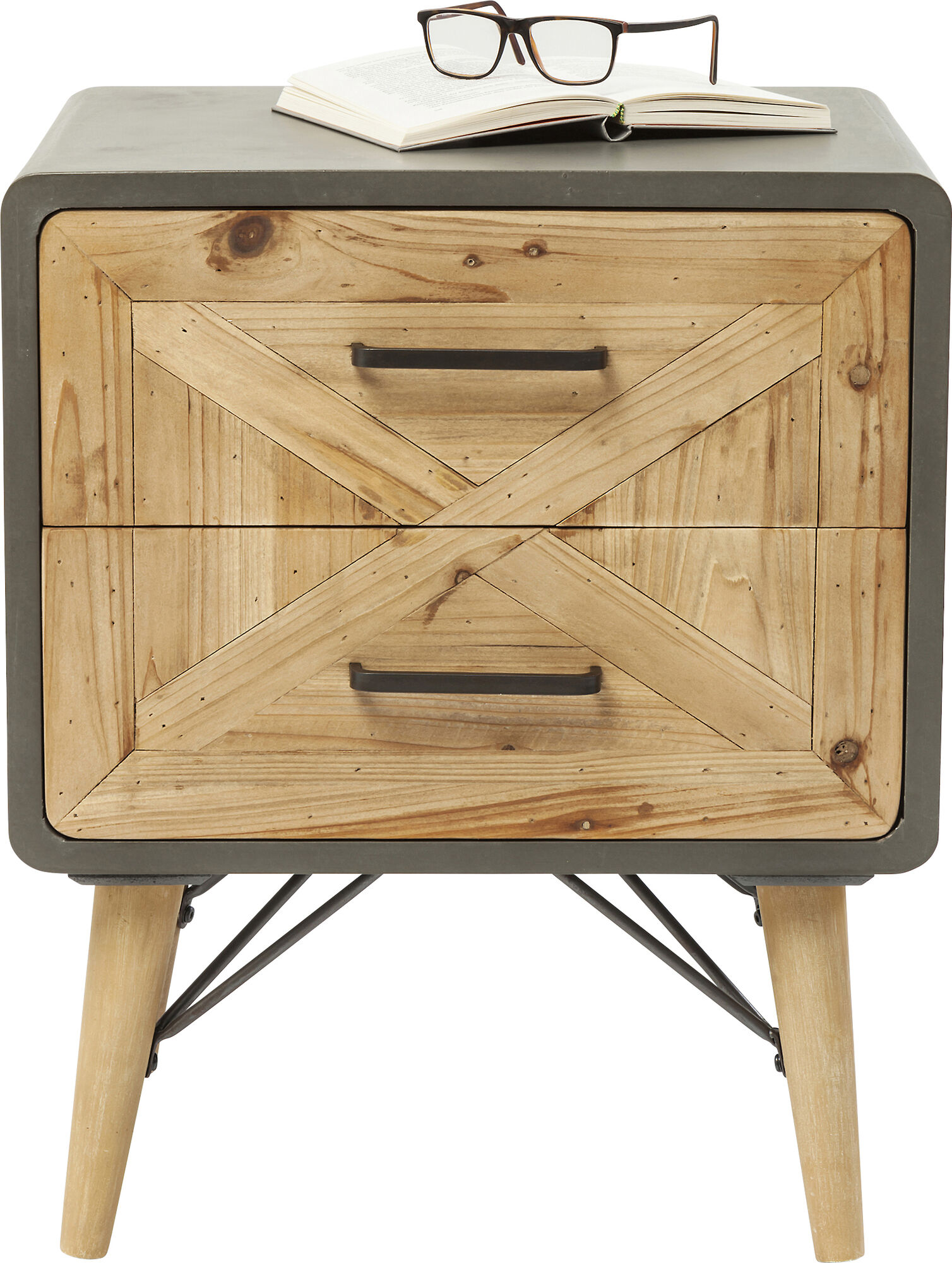 Szafka nocna X Factory 50x60 cm szaro-drewniana – grafika-1.