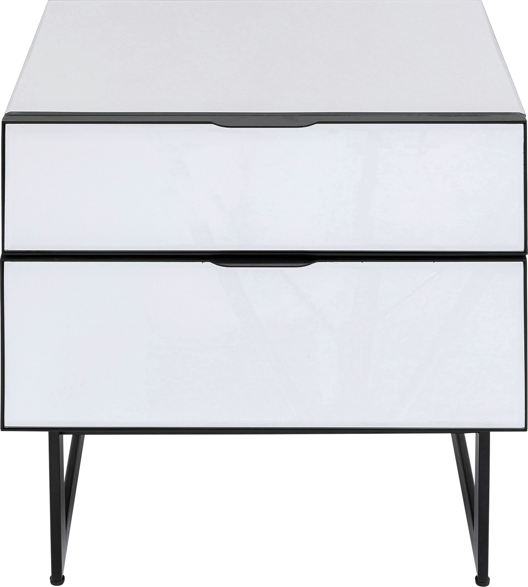 Mesilla de noche con 2 cajones patas de espejo negro 49x50 cm – Imagen-1.