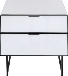 Mesilla de noche con 2 cajones patas de espejo negro 49x50 cm – Imagen-1.