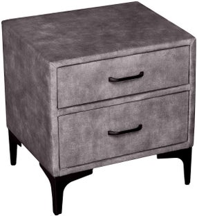 Szafka nocna aksamitna w ciemnoszarym kolorze z metalowymi nóżkami – grafika-1.