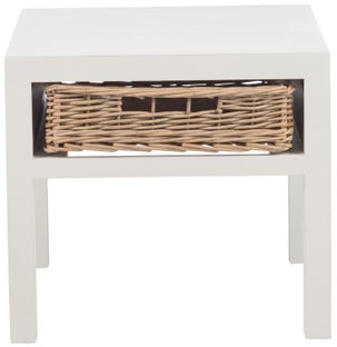 Szafka nocna z koszykami drewno paulownia biała 50x50 cm – obraz-1
