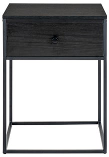 Szafka nocna z szufladą czarna MDF i stal 40x55 cm – grafika-1.