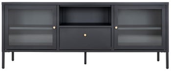 Szafka RTV 2-drzwiowa z szufladą stal i szkło 160x60 cm – grafika-1.