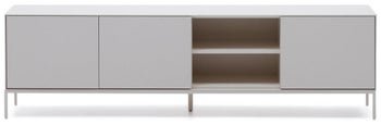 Szafka RTV 3-drzwiowa z półkami MDF biała nogi stalowe 195x55 cm – obraz-1
