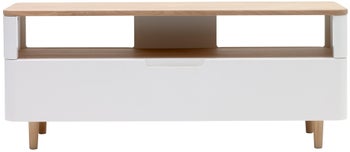 Szafka RTV z półką fornirowana dębowa bielona 120x49 cm – grafika-1.