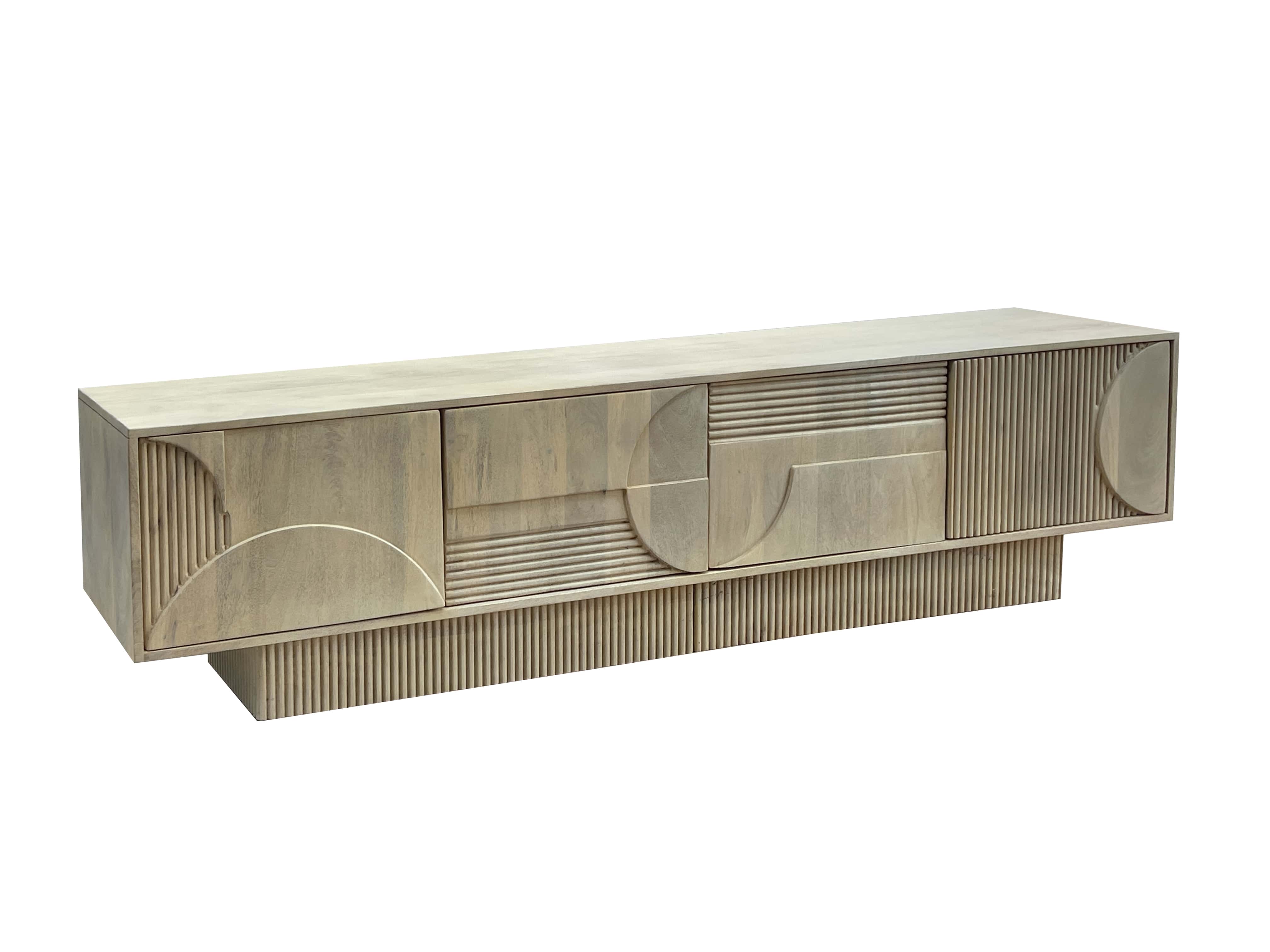 Szafka RTV Art Deco 200 cm 3D drewno mango bielona – grafika-1.