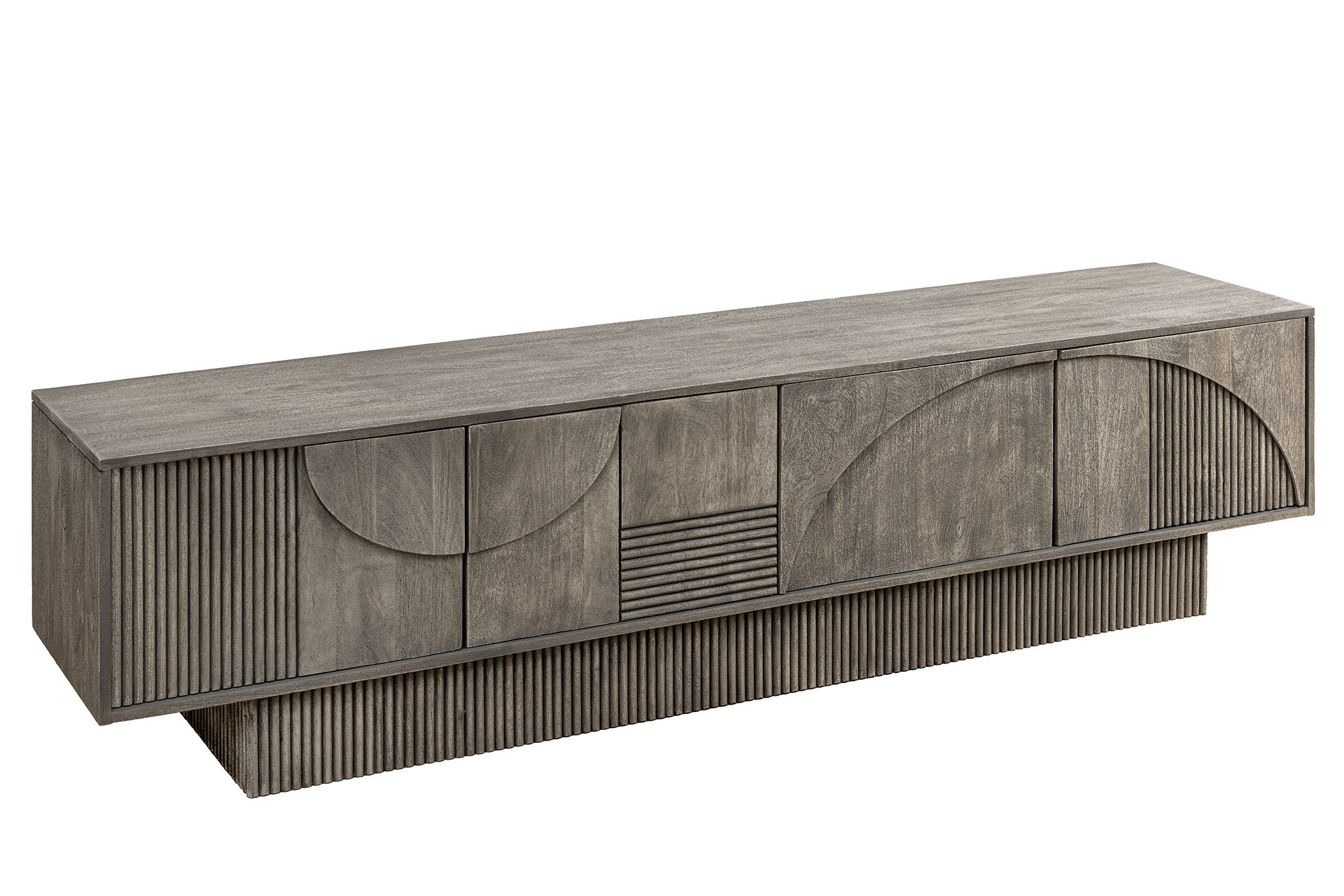 Szafka RTV ART DECO 200 cm drewno mango 3D, efekt dymiony szary – grafika-1.