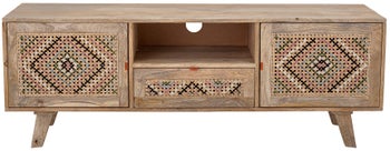 Szafka RTV orientalna pleciona drewniana 140x50 cm – obraz-1