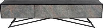 Czarna szafka RTV z fornirowanymi frontami z kamienia elegancka i funkcjonalna – grafika-1.
