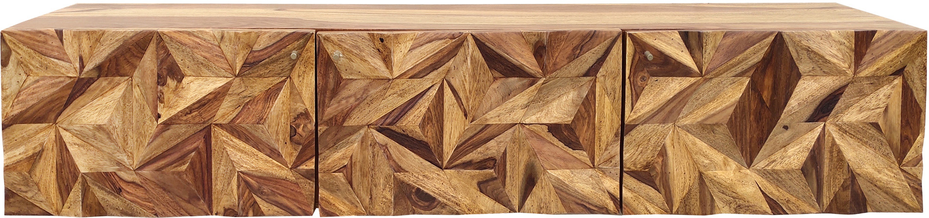 Drewniana szafka RTV z frontami 3D w kolorze naturalnym – grafika-1.
