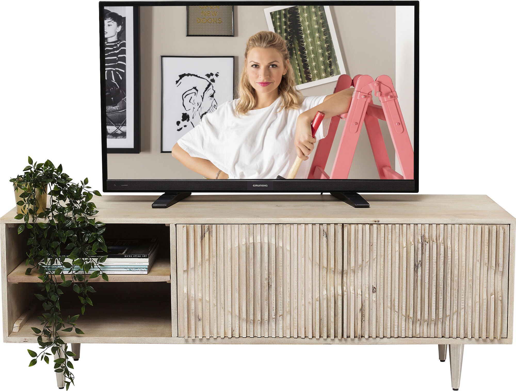 Szafka RTV Echo 140x50 cm beżowa – grafika-1.