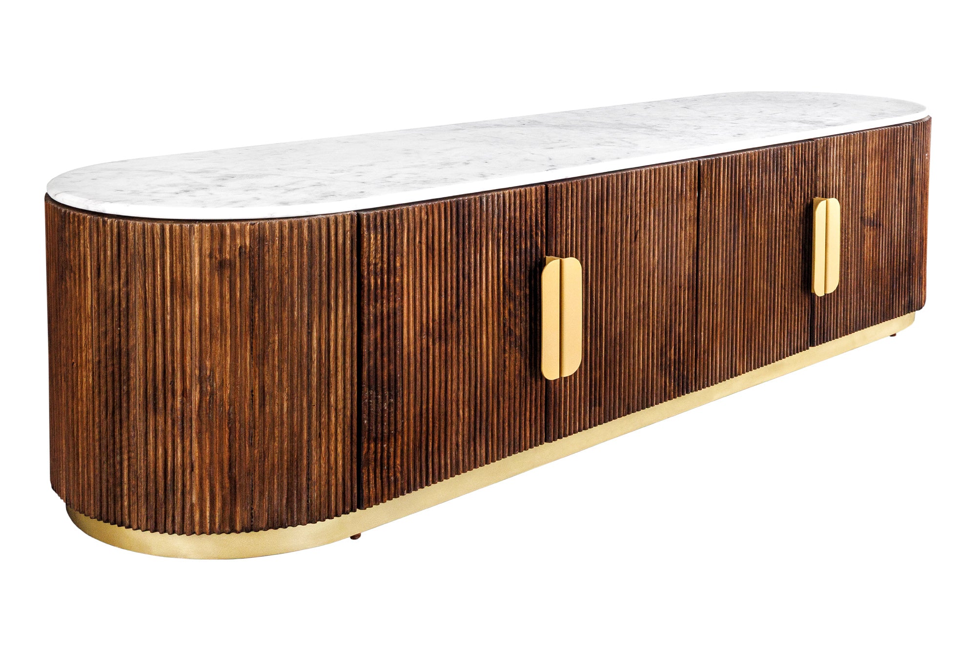 Szafka RTV GATSBY 170 cm drewno mango brązowe, blat marmur złoty – grafika-1.