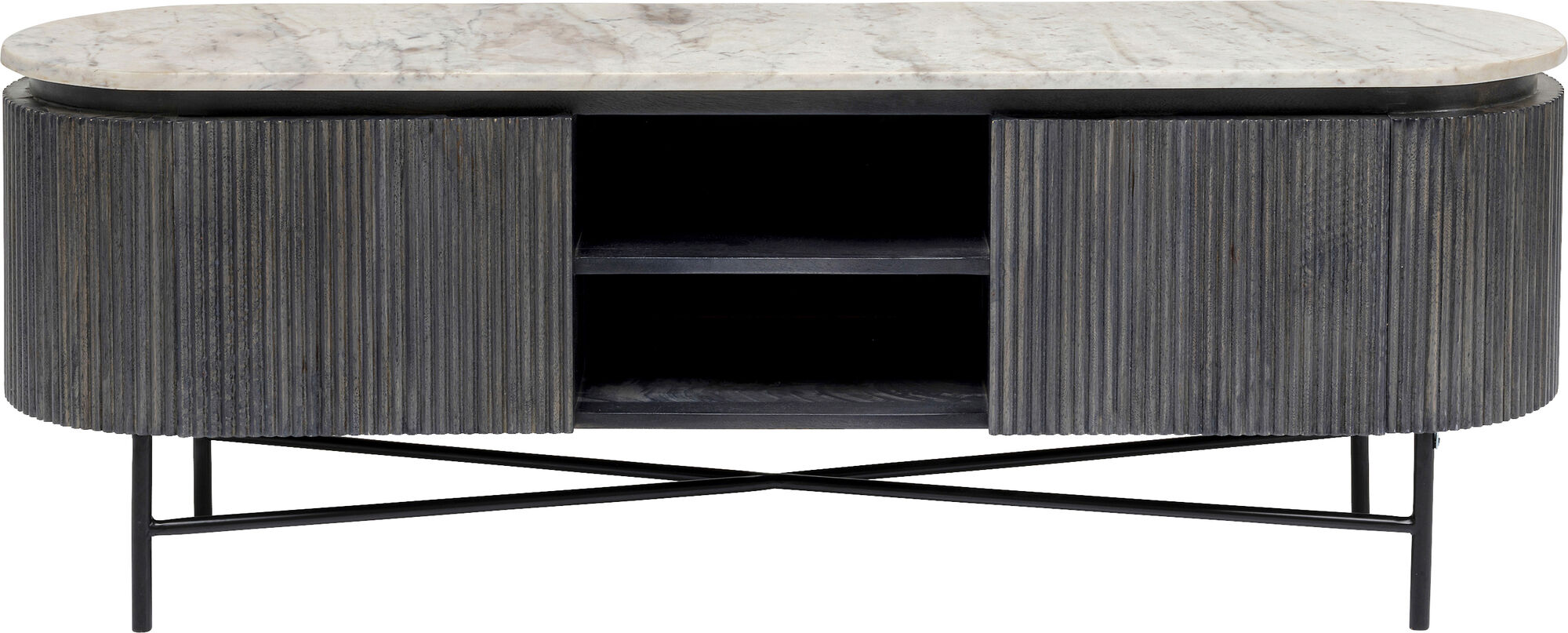 Tv-Bord Glenn Mørk Grå Trestruktur/Marmor 54x150cm – bilde-1.