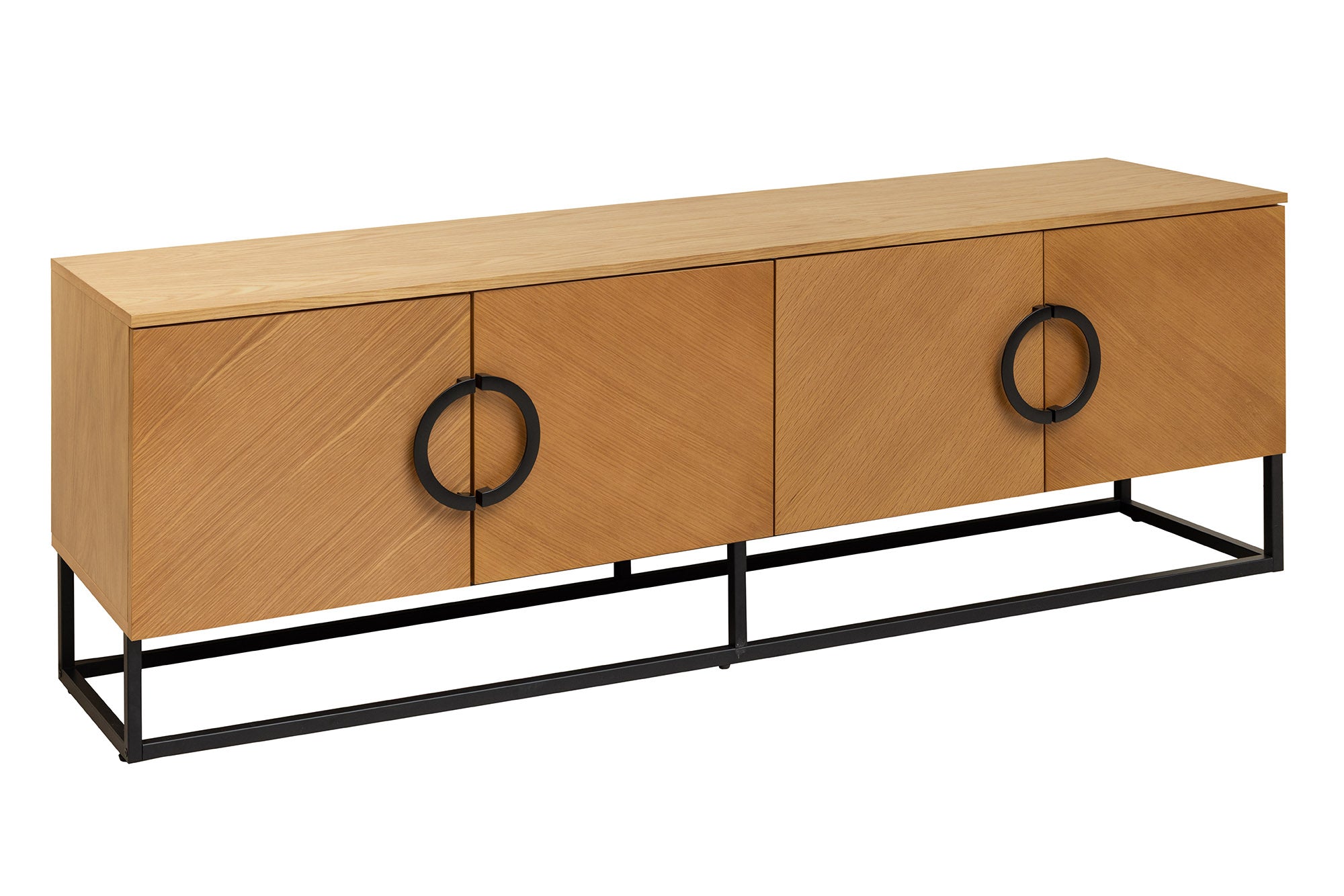 Szafka RTV Grandezza 180 cm kolor dębowy nogi czarne – grafika-1.
