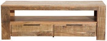 Szafka RTV z naturalnego drewna w stylu nowoczesnym 130x45 cm – grafika-1.