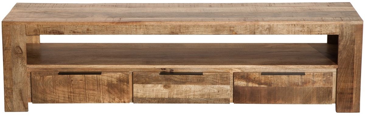 Szafka RTV z półką i szufladami w kolorze naturalnym z drewna styl nowoczesny – grafika-1.