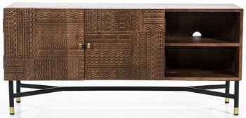 Szafka RTV z półkami ciemnobrązowa 130x60 cm – obraz-1