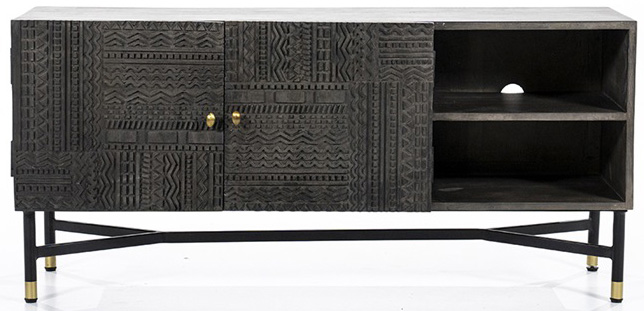 Szafka RTV z półkami ciemnoszara 130x60 cm  – obraz-1