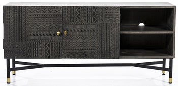 Szafka RTV z półkami ciemnoszara 130x60 cm – obraz-1