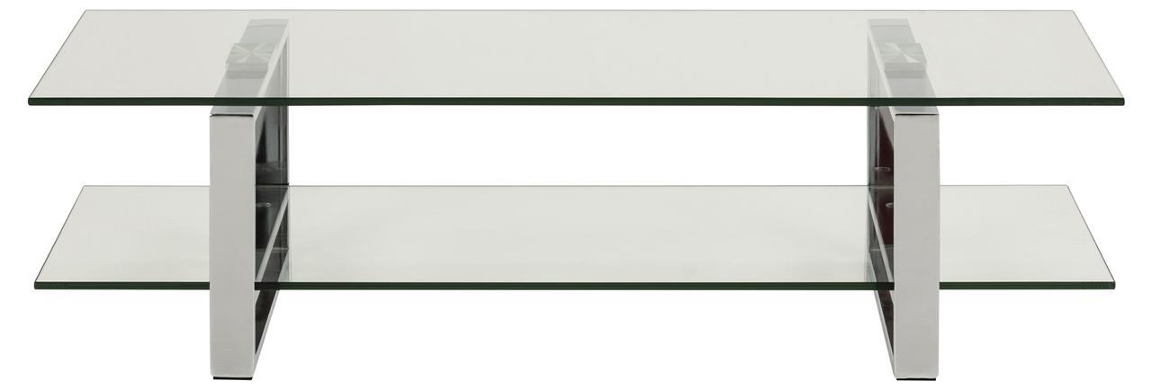 Szafka RTV szklana nogi metalowe srebrne 120m – obraz-1