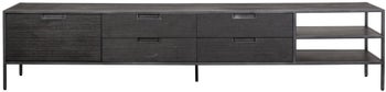 Szafka RTV z półkami i szufladami czarna 210x45 cm – obraz-1