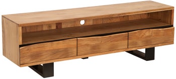 Szafka RTV z drewna akacjowego czarne nogi elegancki styl – grafika-1.