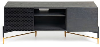 Szafka RTV czarna nogi metalowe 141cm – obraz-1