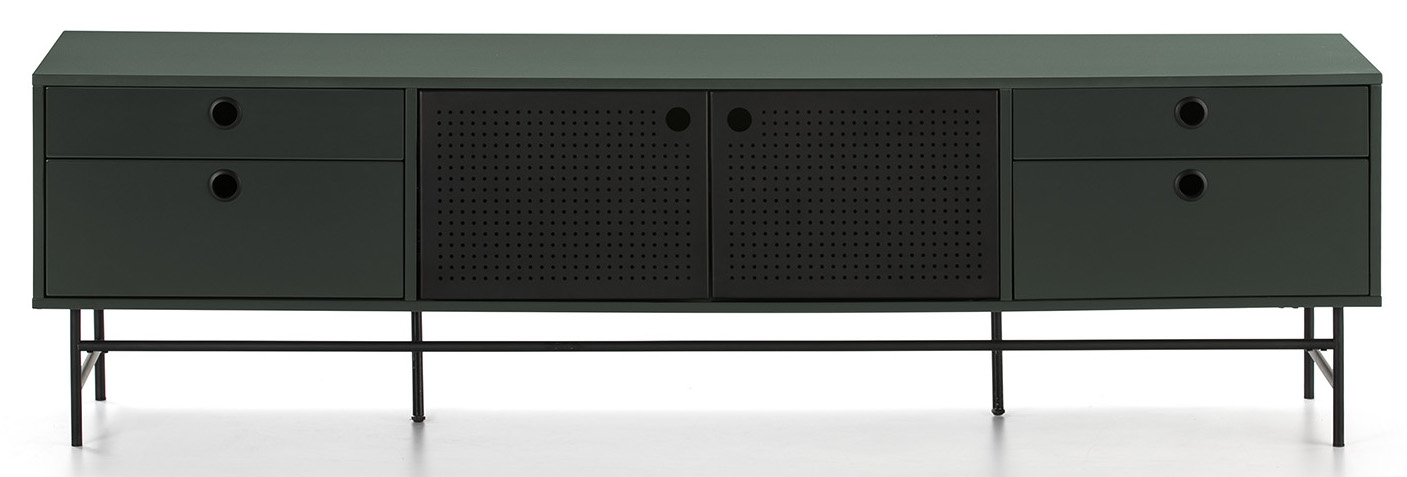 Szafka RTV zielona nogi metalowe 180cm – obraz-1