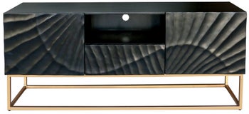 Szafka RTV z dwoma drzwiczkami i szufladą w kolorze czarnym o stylowym designie – grafika-1.