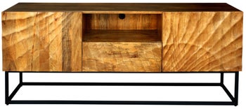 Szafka RTV dwudrzwiowa z szufladą brązowa noga czarna styl nowoczesny – grafika-1.