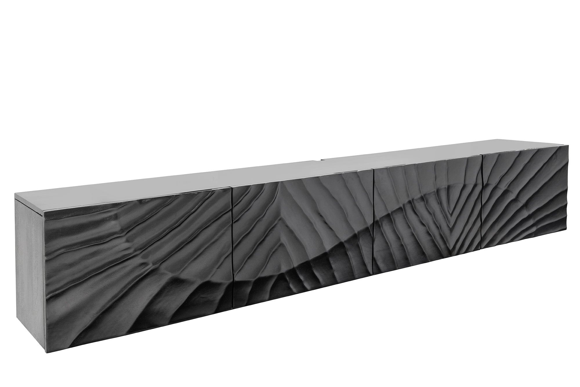 Szafka RTV SCORPION 200cm 3D wisząca czarne drewno mango – grafika-1.