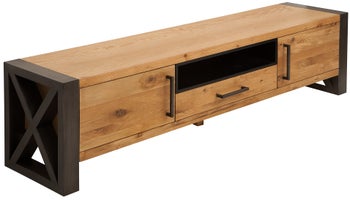 Szafka RTV z naturalnego drewna dębowego w stylu industrialnym – grafika-1.