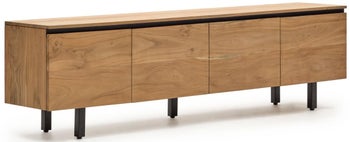 Szafka RTV drewniana naturalna nogi czarne 200x58 cm – obraz-1