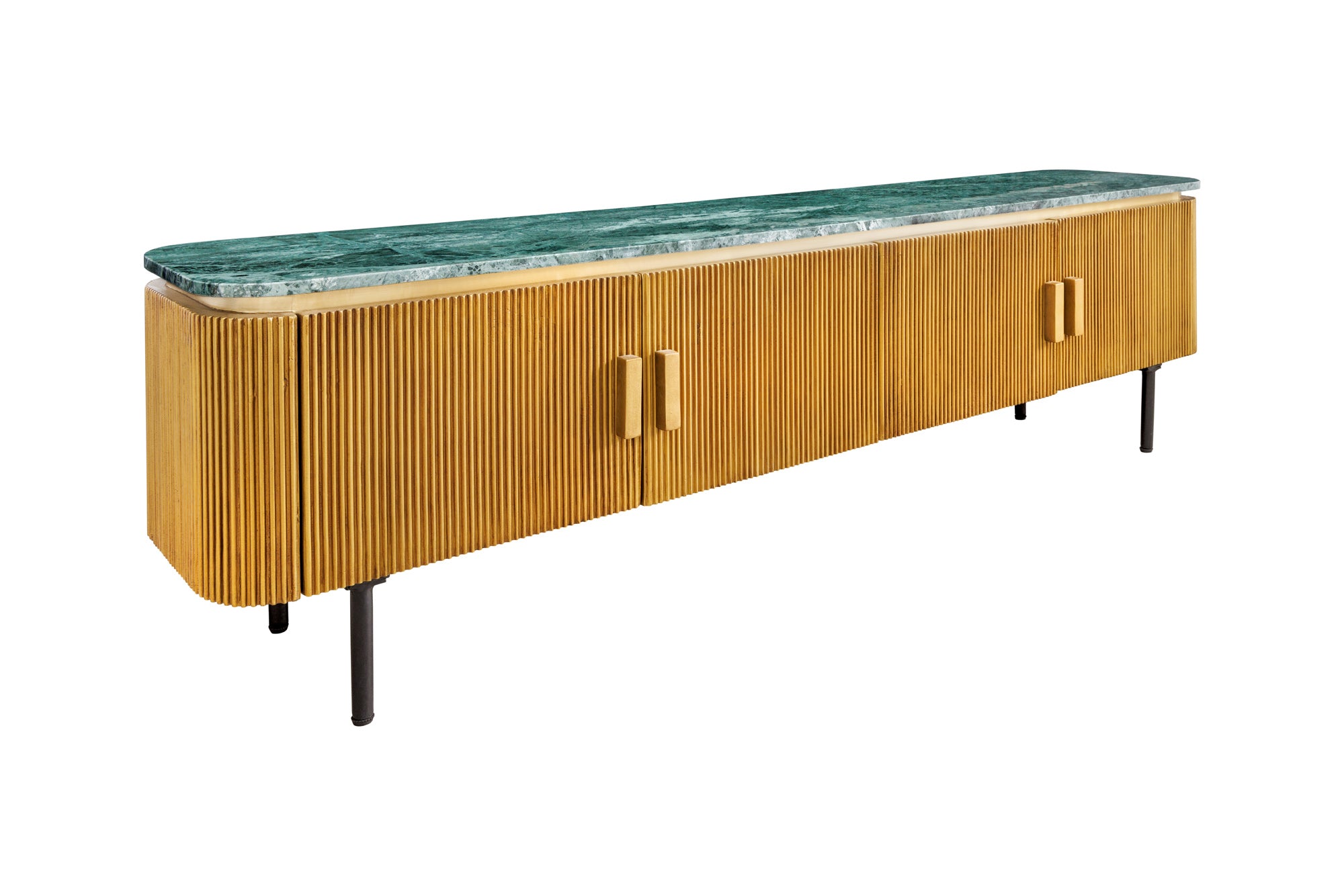 Szafka RTV VENEZIANO 160 cm drewno mango, blat marmurowy – grafika-1.