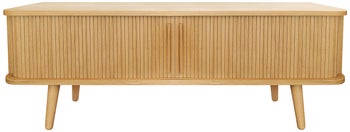 Szafka RTV z przesuwnymi drzwiami skandynawska dębowa 138x40 cm – obraz-1