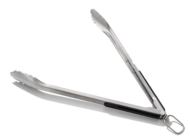 Szczypce do grillowania stal nierdzewna z czarnymi uchwytami – grafika-1.