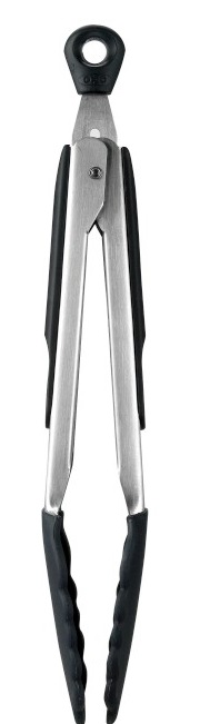 Szczypce z czarnymi silikonowymi nakładkami  odporna na temperaturę 315C stal nierdzewna  – obraz-1