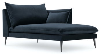 Szezlong welurowy niebieski nogi czarne 99x165 cm – obraz-1