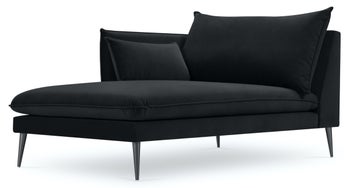 Szezlong welurowy czarny nogi czarne 99x165 cm – obraz-1