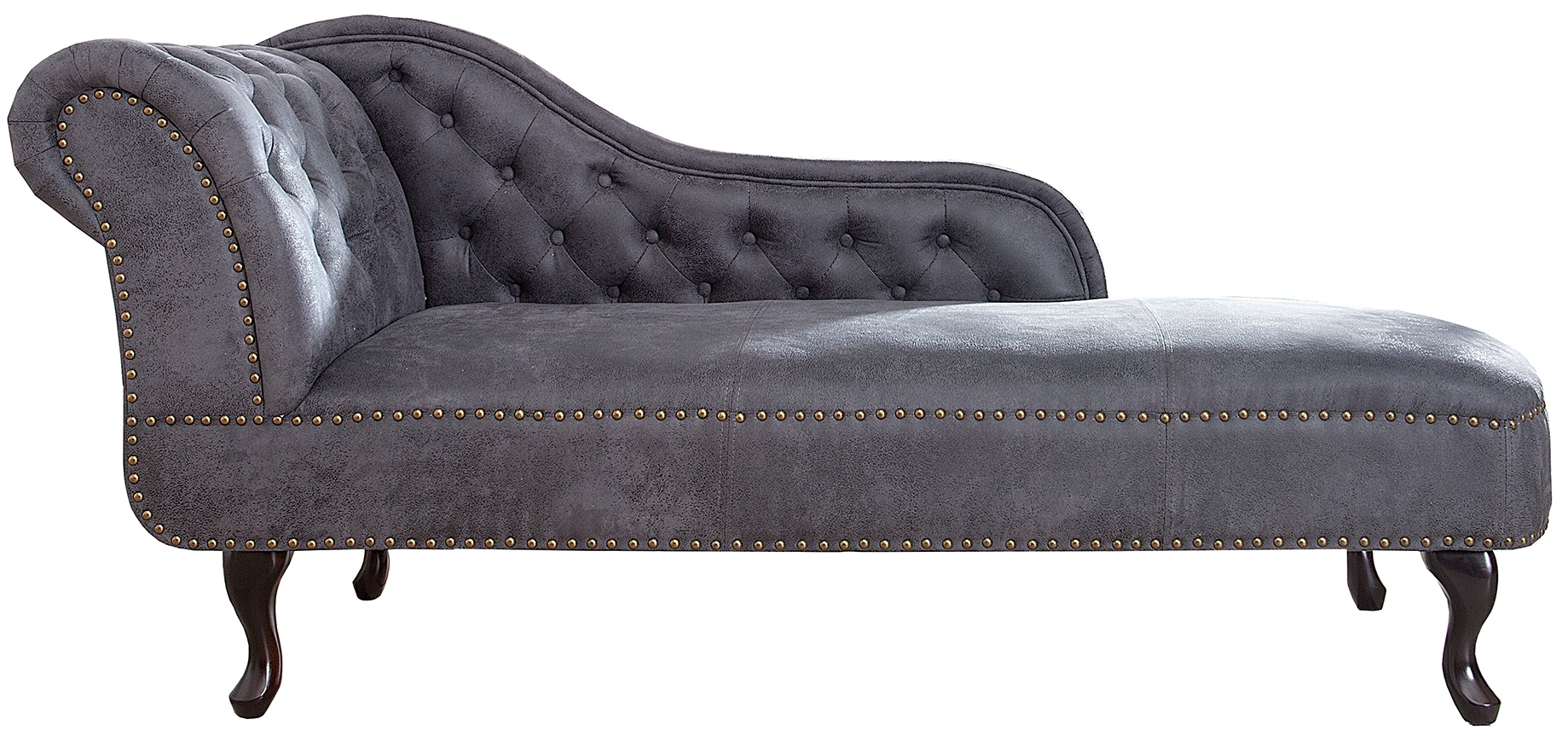 Szezlong pikowany z tkaniny szarej w stylu antycznym – grafika-1.