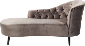 Szezlong szary pikowany nogi czarne 185x76 cm – obraz-1