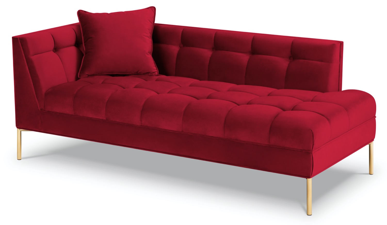 Szezlong czerwony nogi złote 85x185 cm – obraz-1