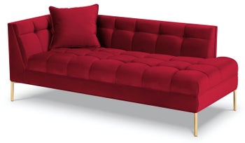 Szezlong czerwony nogi złote 85x185 cm – obraz-1